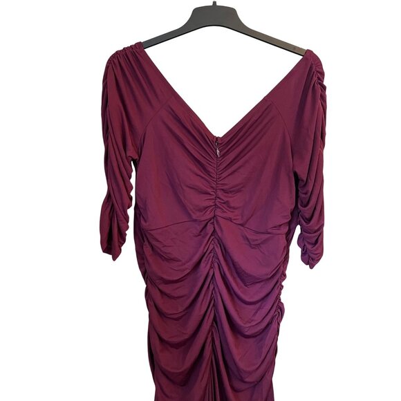 Torrid Cranberry Jersey Gown Ruched Off Shoulder Maxi Dress Plus Size 3 Evening - Picture 14 of 14